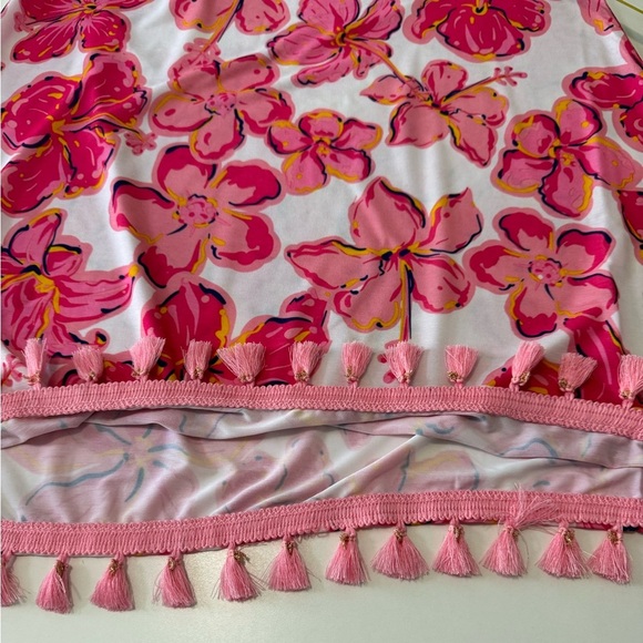 Simply Southern Pink off the shoulder Dress with Vibrant Hibiscus Floral Pattern - Picture 6 of 10